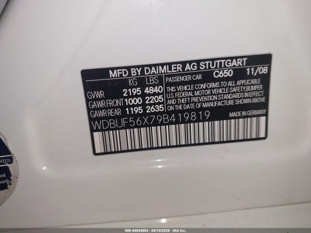 Aukcja sprzedaży 2009 Mercedes-benz E 350, vin: WDBUF56X79B419819, numer aukcji: 44844954