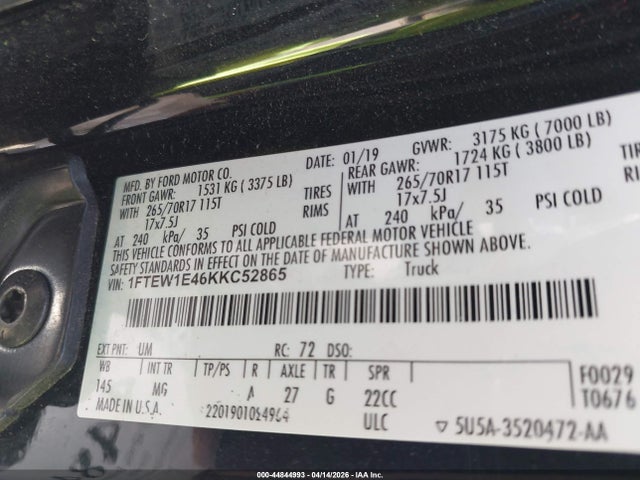 Ford F-150 Xlt 2019 1FTEW1E46KKC52865 Image 9