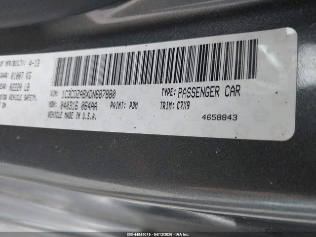 44845019 :رقم المزاد ، 1C3CDZABXDN687880 vin ، 2013 Dodge Avenger Se مزاد بيع