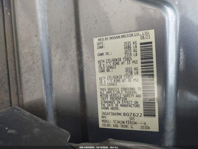 Продажа на аукционе авто 2021 Nissan Rogue Sv Fwd, vin: 5N1AT3BA9MC807622, номер лота: 44845059