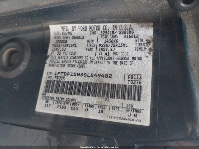 1995 FORD F150 1FTDF15N3SLB49482 Photo 8