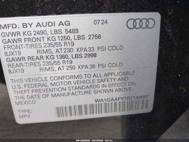WA1GAAFY1R2144697 Audi Q5 Premium 45 Tfsi S Line Quattro