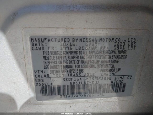 3N1AB7APXHY215196 Nissan SENTRA SV