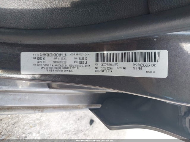 Продажа на аукционе авто 2015 Chrysler 200 Limited, vin: 1C3CCCAB1FN641597, номер лота: 44845115