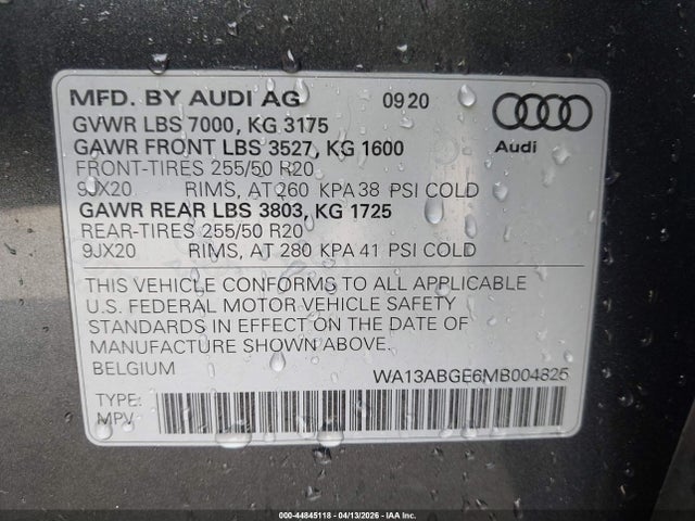 Aukcja sprzedaży 2021 Audi E-tron Sportback Prestige Quattro, vin: WA13ABGE6MB004825, numer aukcji: 44845118