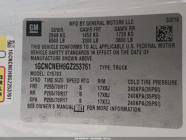1GCNCNEH8GZ253761 Chevrolet Silverado 1500 Wt