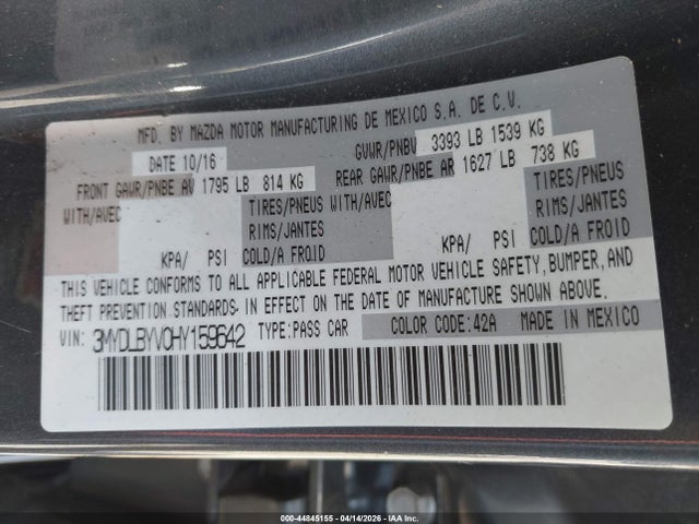 3MYDLBYV0HY159642 Toyota YARIS IA