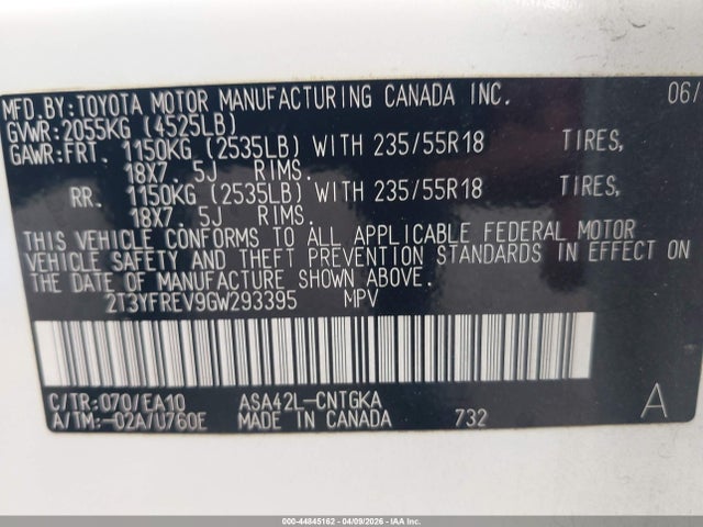 Aukcja sprzedaży 2016 Toyota Rav4 Limited, vin: 2T3YFREV9GW293395, numer aukcji: 44845162