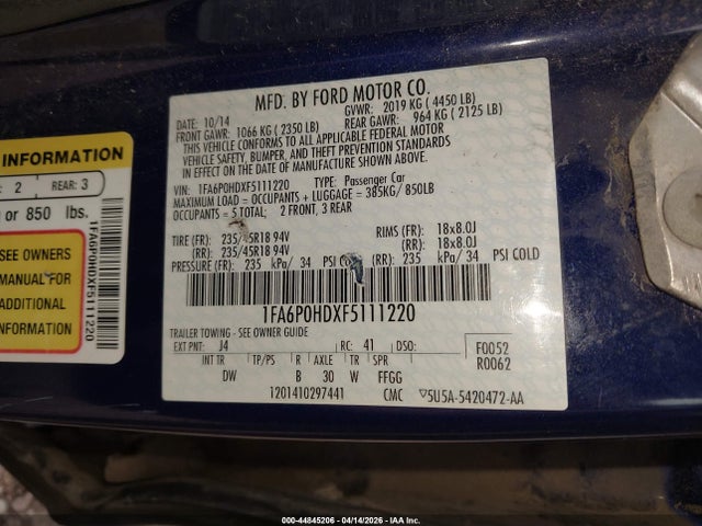 2015 FORD FUSION 1FA6P0HDXF5111220 Photo 8