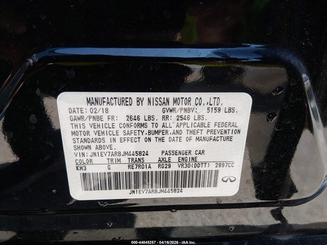 Aukcja sprzedaży 2018 Infiniti Q50 3.0t Sport, vin: JN1EV7AR8JM445824, numer aukcji: 44845257