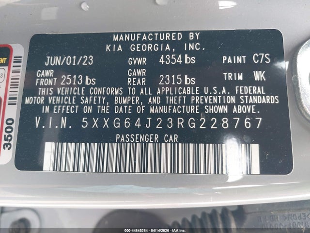 Продажа на аукционе авто 2024 Kia K5 Gt-line, vin: 5XXG64J23RG228767, номер лота: 44845264