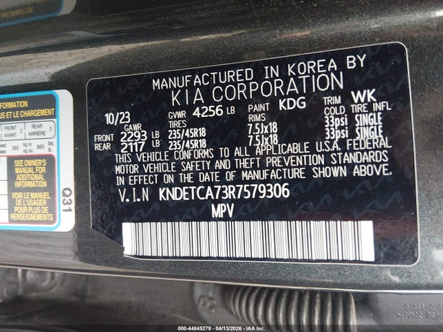 Aukcja sprzedaży 2024 Kia Seltos Sx Turbo, vin: KNDETCA73R7579306, numer aukcji: 44845278