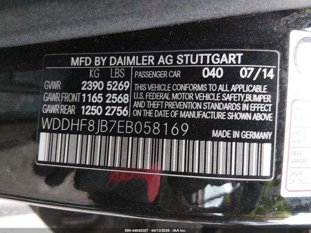 Aukcja sprzedaży 2014 Mercedes-benz E 350 4matic, vin: WDDHF8JB7EB058169, numer aukcji: 44845307