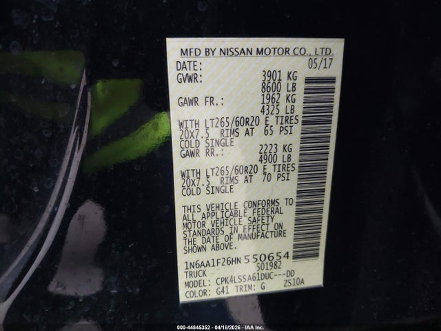 Aukcja sprzedaży 2017 Nissan Titan Xd Sv Gas, vin: 1N6AA1F26HN550654, numer aukcji: 44845352