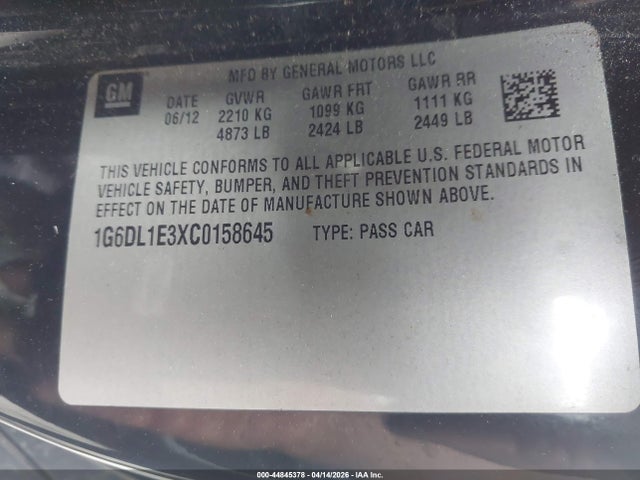 Продажа на аукционе авто 2012 Cadillac Cts Performance, vin: 1G6DL1E3XC0158645, номер лота: 44845378