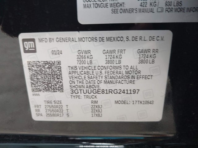 3GTUUGE81RG241197 GMC Sierra 1500 4wd Short Box Denali
