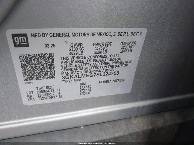 Продажа на аукционе авто 2025 Gmc Terrain Fwd Elevation, vin: 3GKALMEG7SL324758, номер лота: 44845395