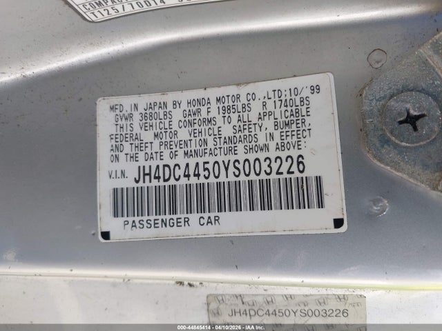 2000 ACURA INTEGRA JH4DC4450YS003226 Photo 8