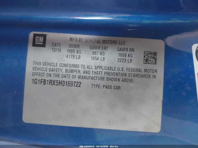 Chevrolet Camaro 1lt 2017 1G1FB1RX5H0169722 Image 9