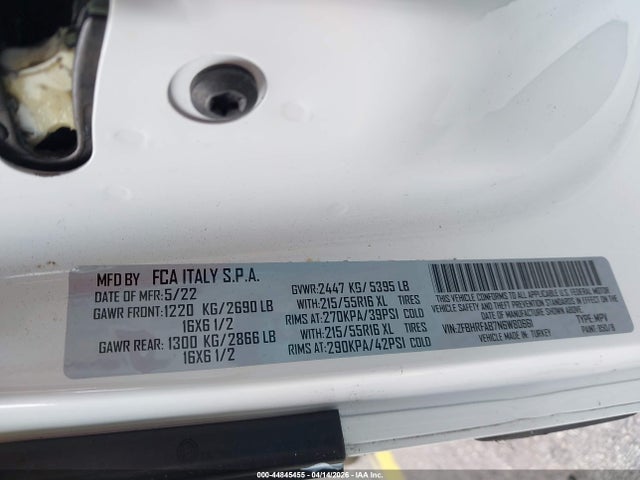 2022 Ram Promaster City Cargo Van მანქანა იყიდება აუქციონზე, vin: ZFBHRFAB7N6W80661, აუქციონის ნომერი: 44845455