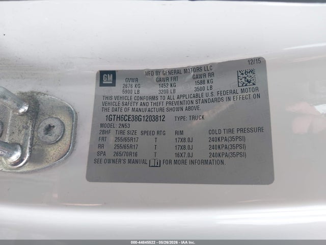 Aukcja sprzedaży 2016 Gmc Canyon Sle, vin: 1GTH6CE38G1203812, numer aukcji: 44845522