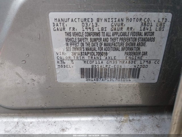 Продаж на аукціоні авто 2013 Nissan Sentra Sr, vin: 3N1AB7AP1DL705016, номер лоту: 44845525