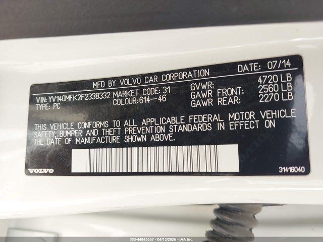 Продаж на аукціоні авто 2015 Volvo S60 T5 Premier, vin: YV140MFK2F2338332, номер лоту: 44845557