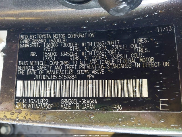Toyota 4runner Sr5 Premium 2014 JTEBU5JR5E5159884 Image 9