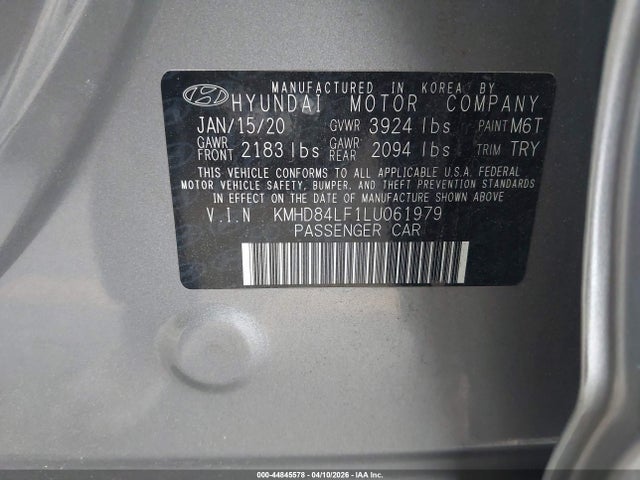 Hyundai ELANTRA SEL 2020 KMHD84LF1LU061979 Image 9