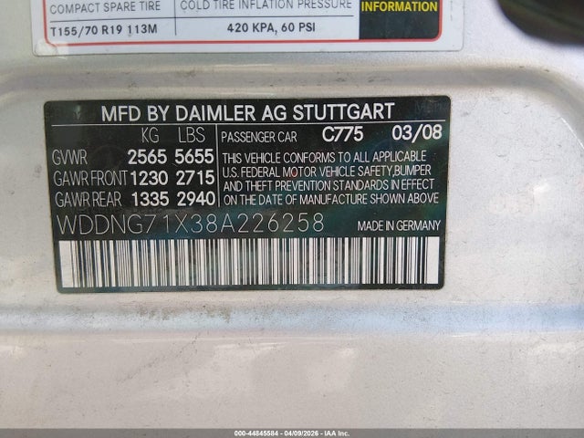 2008 MERCEDES-BENZ S 550 WDDNG71X38A226258 Photo 8