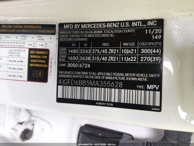 Aukcja sprzedaży 2021 Mercedes-benz Amg Gle 53 Coupe 4matic, vin: 4JGFD6BB5MA355628, numer aukcji: 44845704