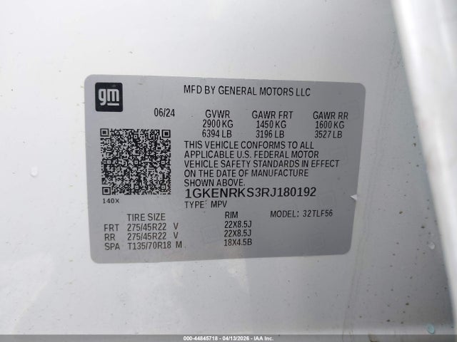 Aukcja sprzedaży 2024 Gmc Acadia Awd Denali, vin: 1GKENRKS3RJ180192, numer aukcji: 44845718