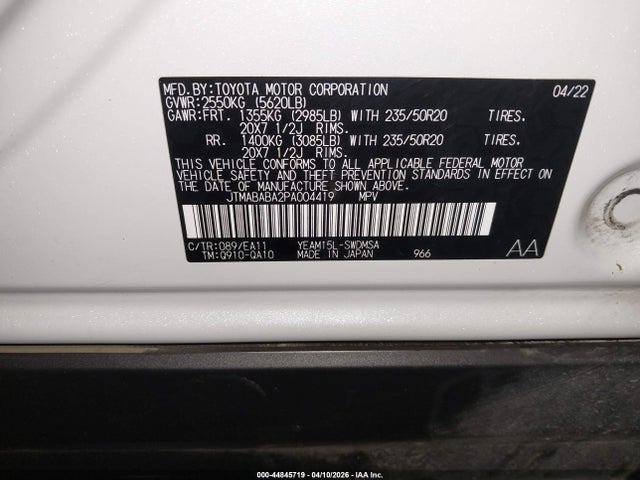 Продаж на аукціоні авто 2023 Subaru Solterra Limited, vin: JTMABABA2PA004419, номер лоту: 44845719