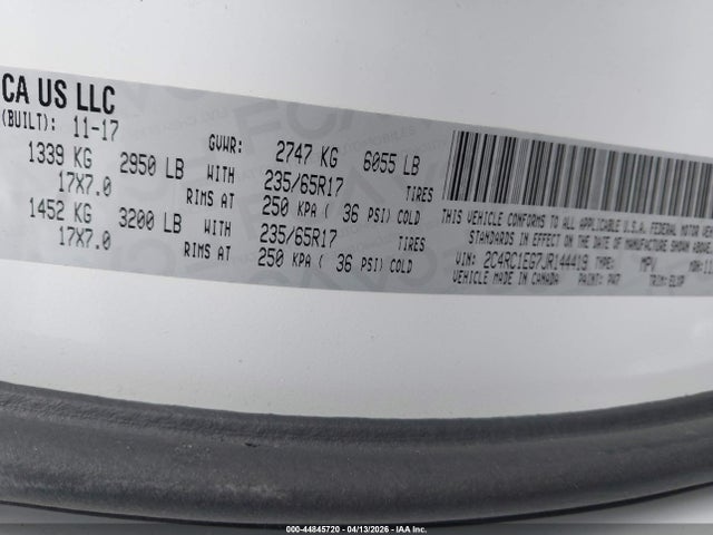 2018 Chrysler Pacifica Touring L Plus მანქანა იყიდება აუქციონზე, vin: 2C4RC1EG7JR144419, აუქციონის ნომერი: 44845720