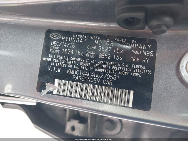 KMHCT4AE4HU270581 Hyundai ACCENT SE