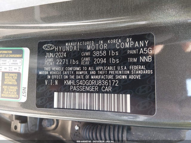 Aukcja sprzedaży 2024 Hyundai Elantra Sel, vin: KMHLS4DG0RU836172, numer aukcji: 44845740