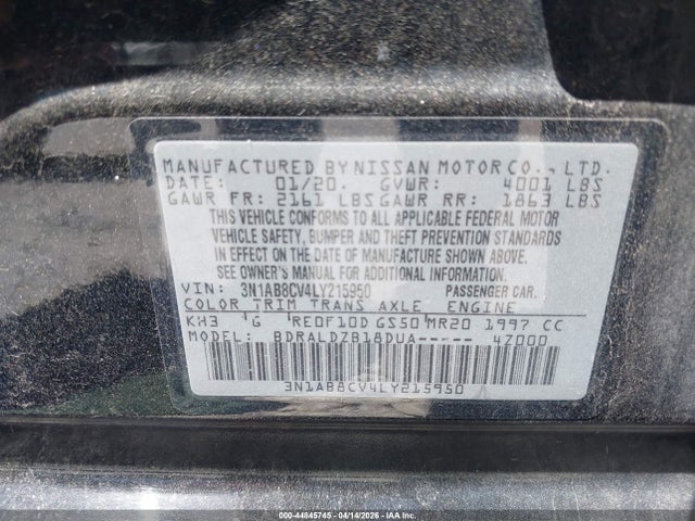 44845745 :رقم المزاد ، 3N1AB8CV4LY215950 vin ، 2020 Nissan Sentra Sv Xtronic Cvt مزاد بيع