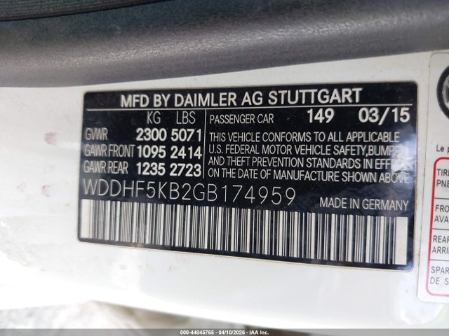 Aukcja sprzedaży 2016 Mercedes-benz E 350, vin: WDDHF5KB2GB174959, numer aukcji: 44845765
