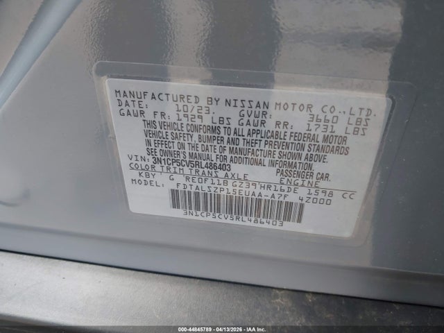 44845789 :رقم المزاد ، 3N1CP5CV5RL486403 vin ، 2024 Nissan Kicks Sv Xtronic Cvt مزاد بيع