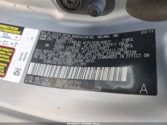 2011 TOYOTA SIENNA 5TDKK3DC1BS141507 Photo 8