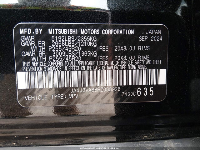 Продажа на аукционе авто 2024 Mitsubishi Outlander Se 2.5 2wd/se Black Edition S-awc/se Black Edition W/pano Roof S-awc, vin: JA4J3VA88RZ088926, номер лота: 44845805
