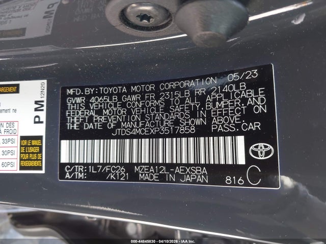 JTDS4MCEXP3517858 Toyota COROLLA SE