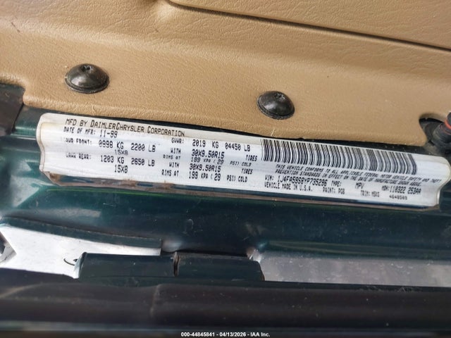 44845841 :رقم المزاد ، 1J4FA59S8YP735296 vin ، 2000 Jeep Wrangler Sahara مزاد بيع