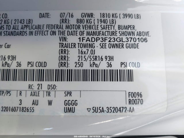 Ford FOCUS SE 2016 1FADP3F23GL370106 Image 9