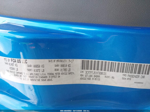 Продаж на аукціоні авто 2017 Fiat 500c Pop, vin: 3C3CFFLR1HT698131, номер лоту: 44845862