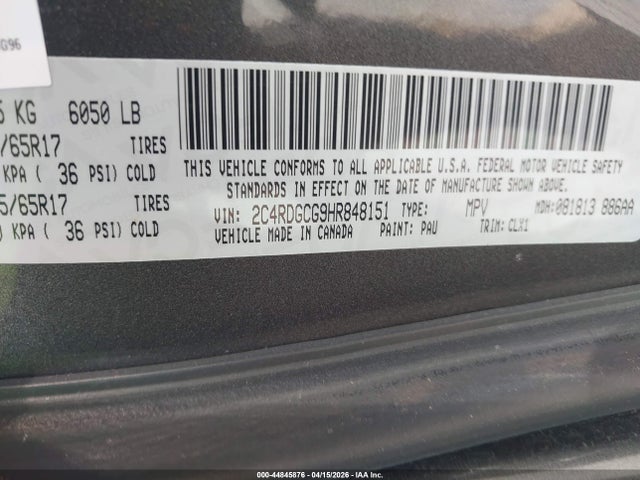 2017 DODGE GRAND CARAVAN 2C4RDGCG9HR848151 Photo 8