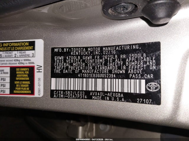 4T1BD1EB3GU052394 Toyota Avalon Hybrid Xle Premium