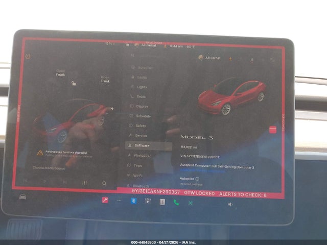 Продаж на аукціоні авто 2022 Tesla Model 3 Rear-wheel Drive, vin: 5YJ3E1EAXNF290357, номер лоту: 44845900