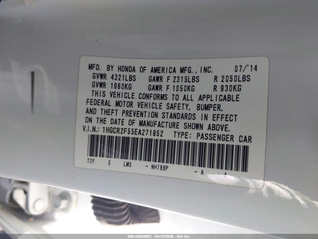 1HGCR2F55EA271852 Honda Accord Sport