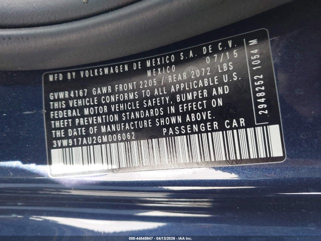 3VW917AU2GM006062 Volkswagen Golf Tsi 2-door
